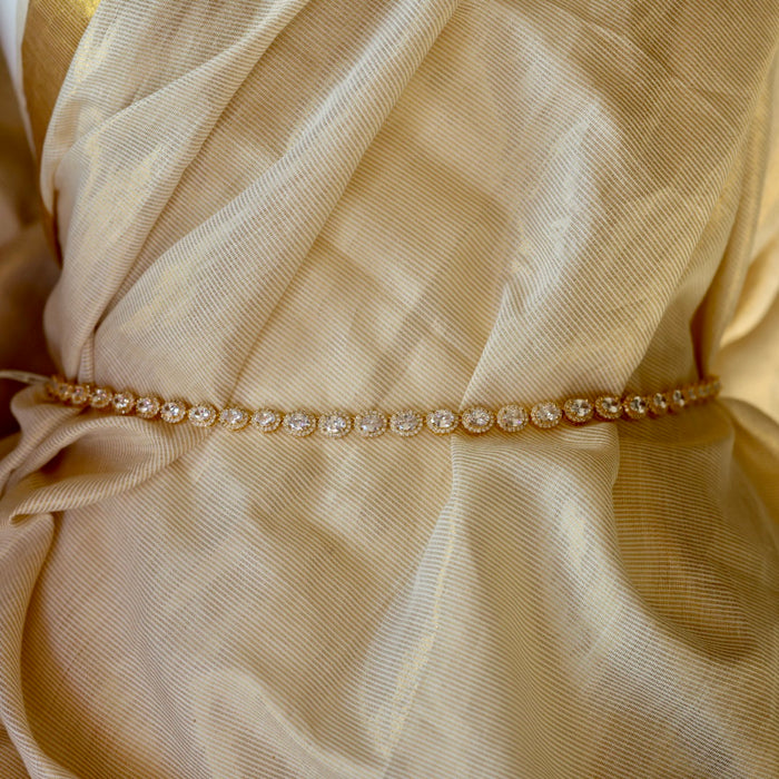 Heritage gold plated cz white stone waistchain HW590
