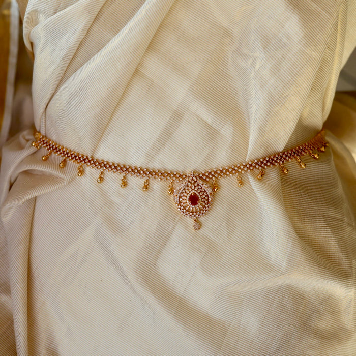 Heritage gold plated cz ruby white stone waistchain HW5911