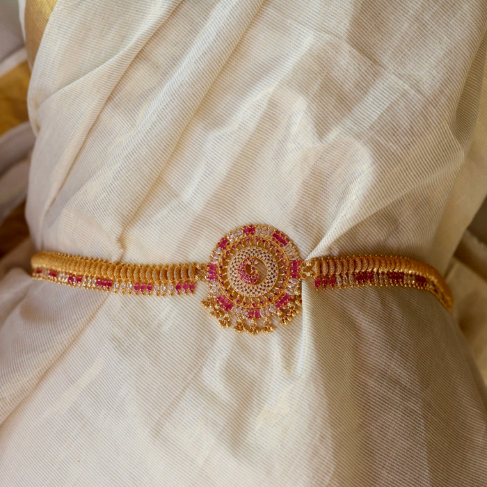 Heritage gold plated cz ruby white stone waistchain HW5556