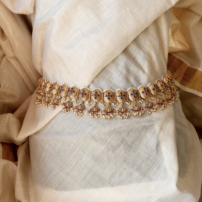 Antique gold temple design waistchain AW45778