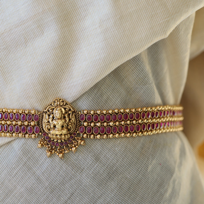 Antique gold and temple design ruby stone waistchain AW4123
