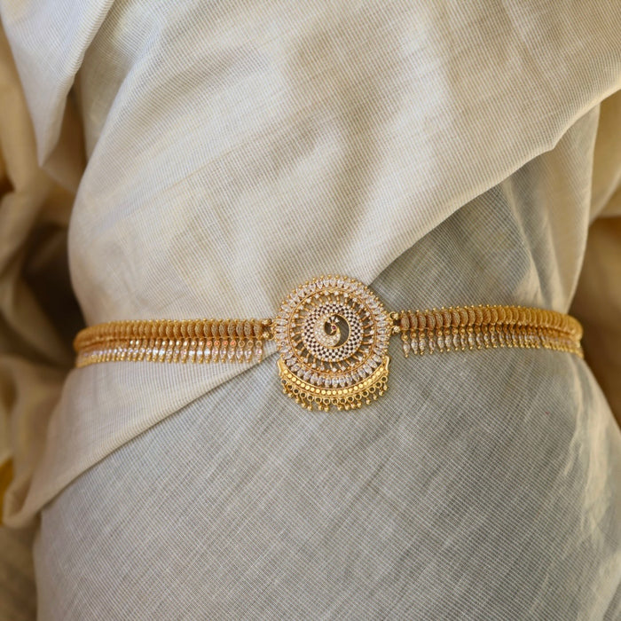Heritage gold plated white stone waistchain HW13455