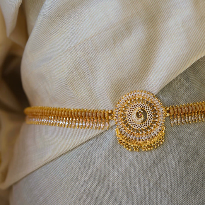 Heritage gold plated white stone waistchain HW13455