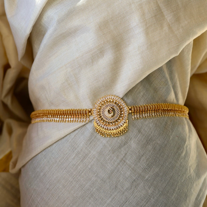 Heritage gold plated white stone waistchain HW13455