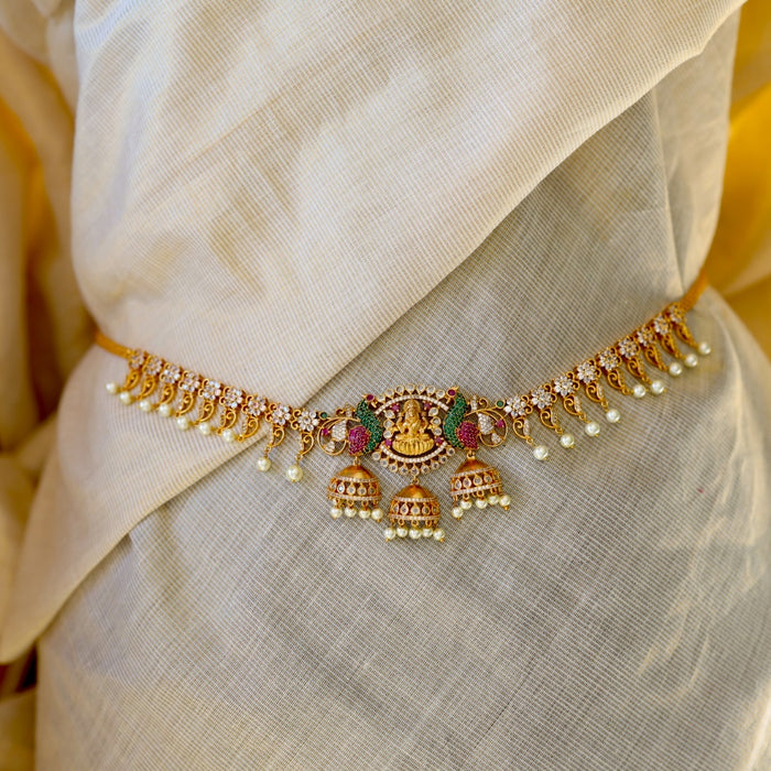 Antique gold and pearl temple design waistchain AW4567