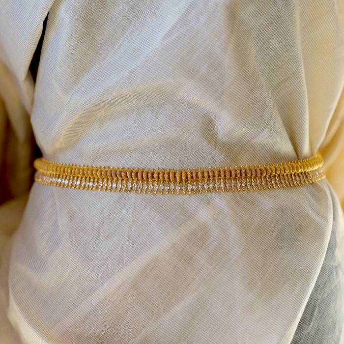 Heritage gold plated white stone waistchain HW34533