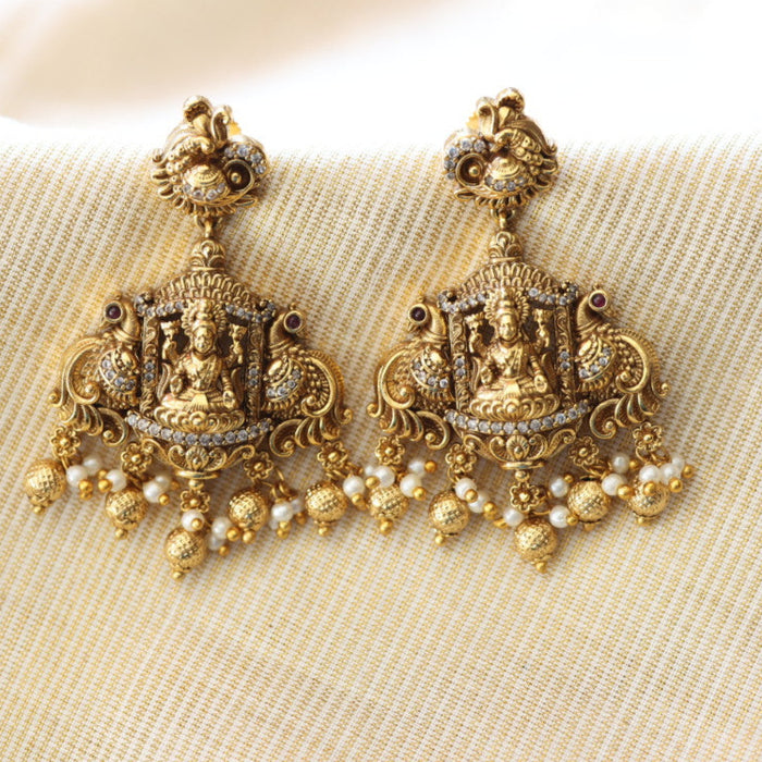 Antique temple design flat earrings AD412