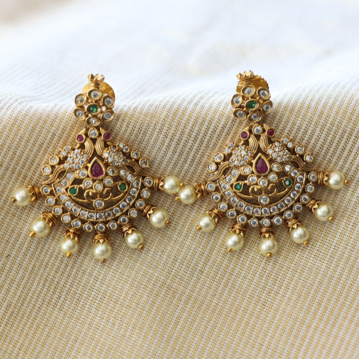 Antique temple design flat earrings AD416