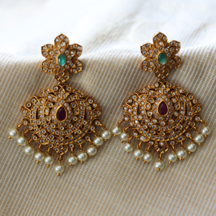 Antique temple design flat earrings AD421