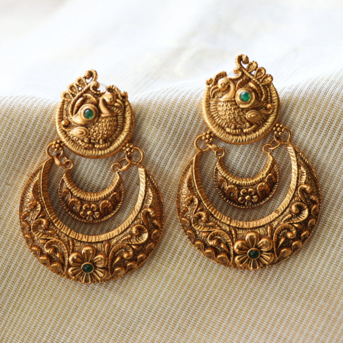 Antique temple design flat earrings AD422