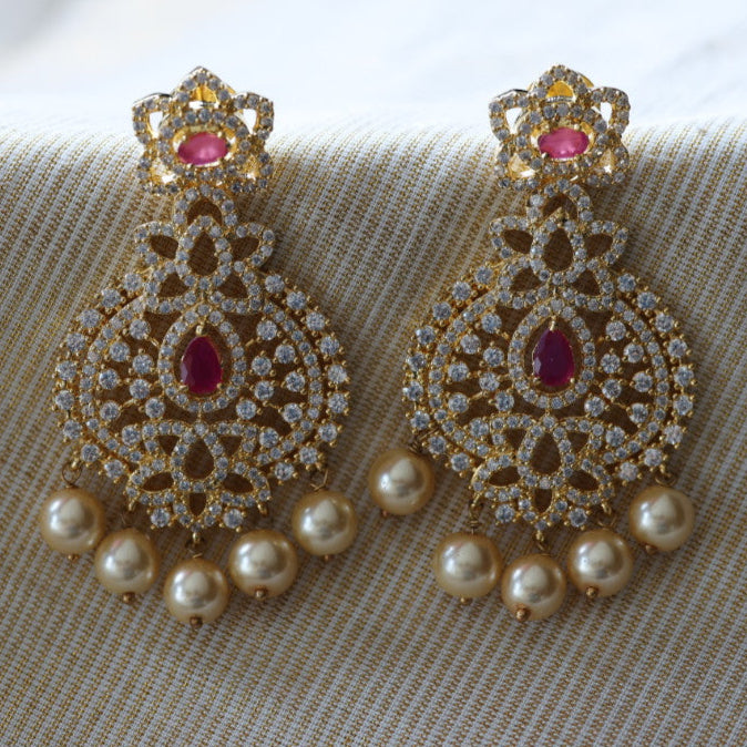 CZ white stone flat earrings HD424