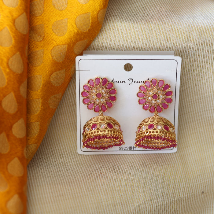 Trendy ruby stone jumka earrings TJ052