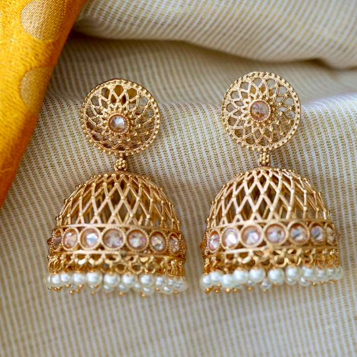 Heritage gold plated pearl jumka HJ49