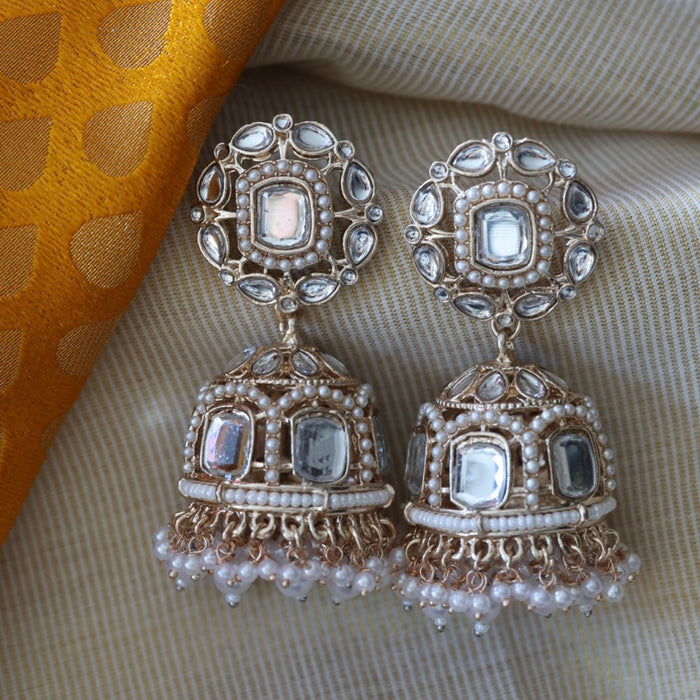 Trendy pearl jumka earrings and tikka TJ2248