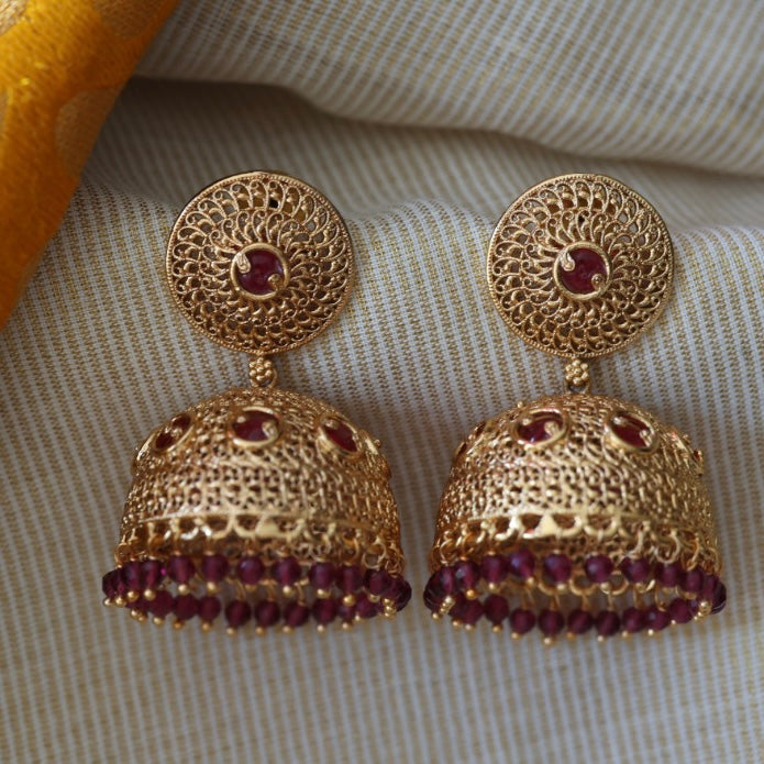Antique ruby stone umka earrings AJII19