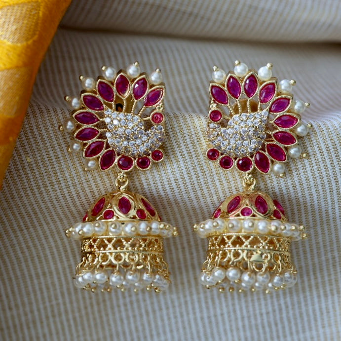 Heritage ruby stone jumka earrings HJ254