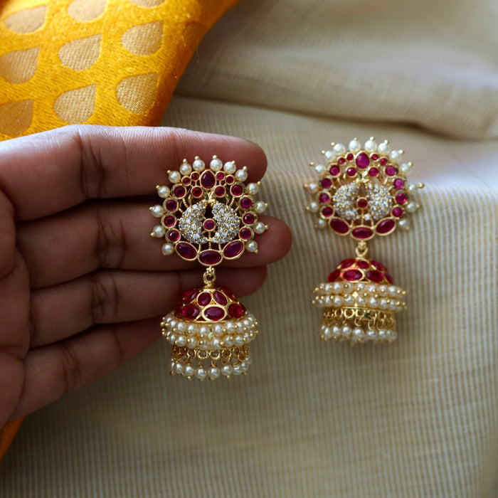 Heritage ruby stone jumka earrings AJ254