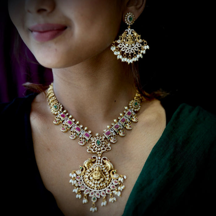 Antique short necklace and earrings SS11345