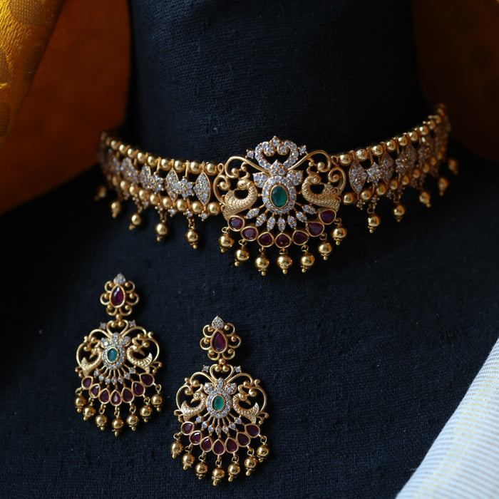Antique simple choker necklace with earrings CCB114