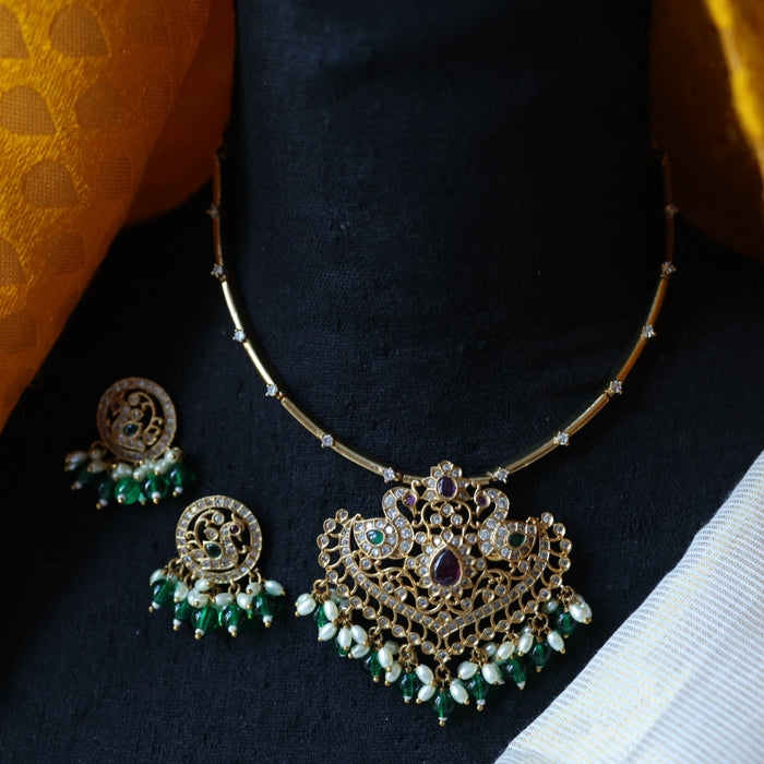 Antique simple short necklace with earrings SS11546