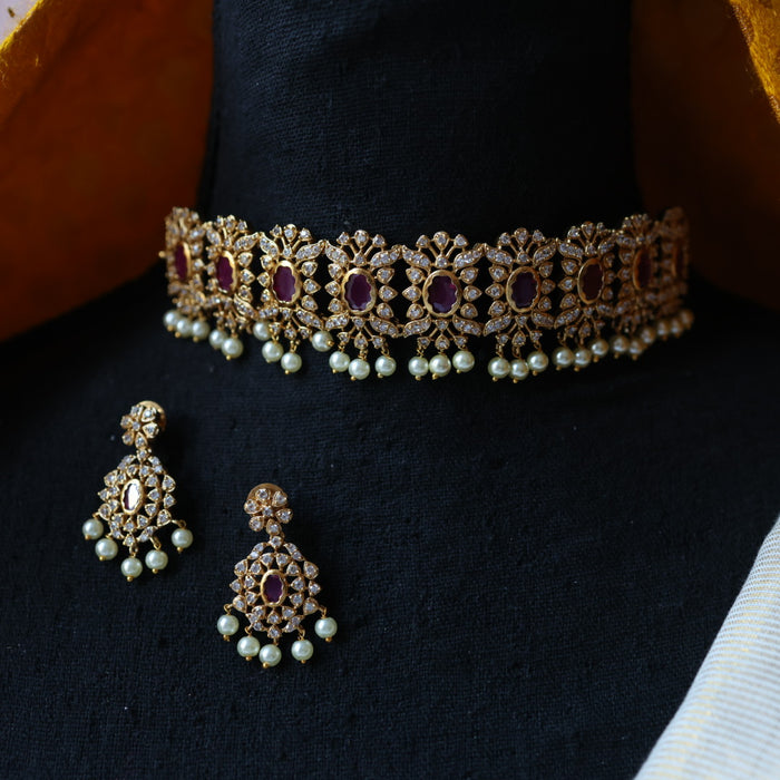 Antique simple choker necklace with earrings CCB110167