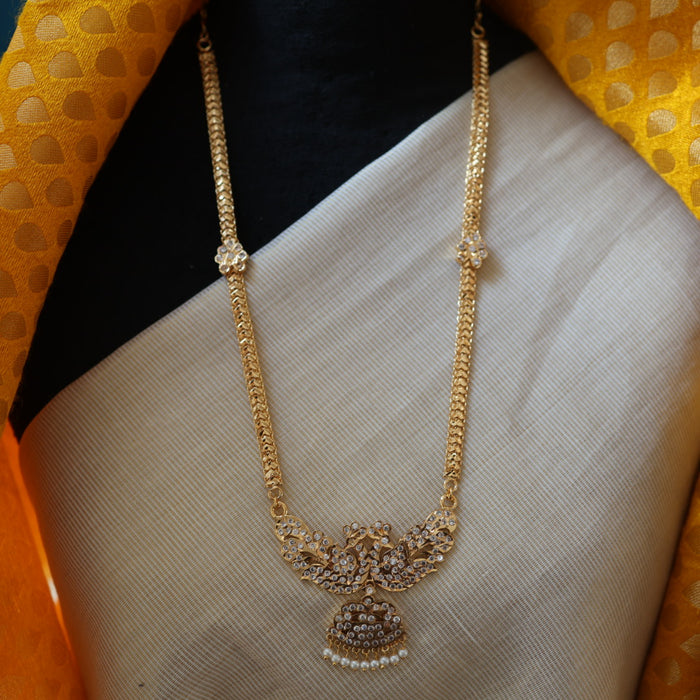 Heritage gold plated white stone pdakam short necklace HP216
