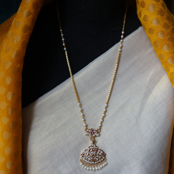 Heritage gold plated padakam long necklace HP43322