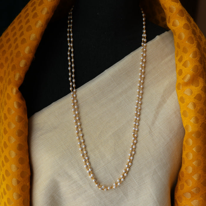 Heritage gold plated pearl long chain HC122