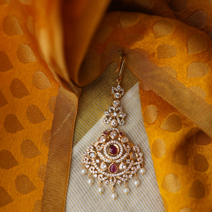 Heritage gold plated white stone tikka TH246