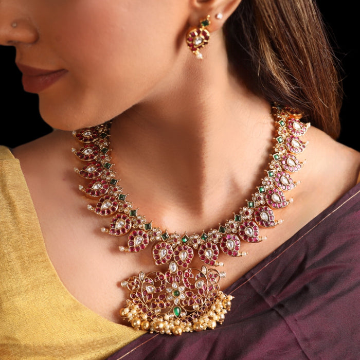 Antique Ruby short necklace with earrings RUB01