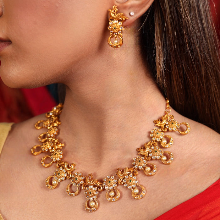 Antique short necklace and earring SS11049