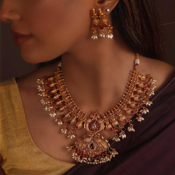 Antique short necklace and earring S1B131