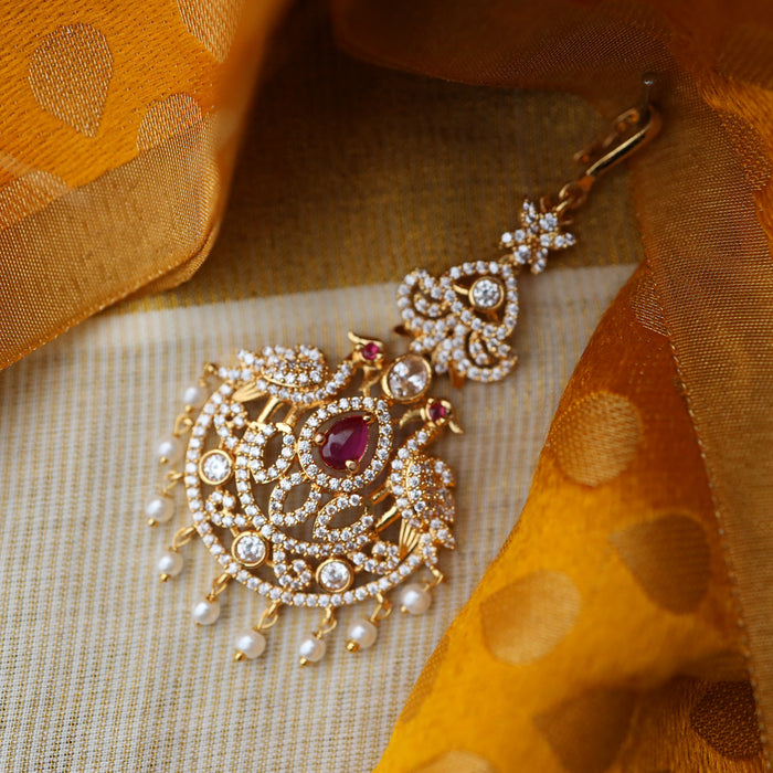 Heritage gold plated white stone tikka TH259