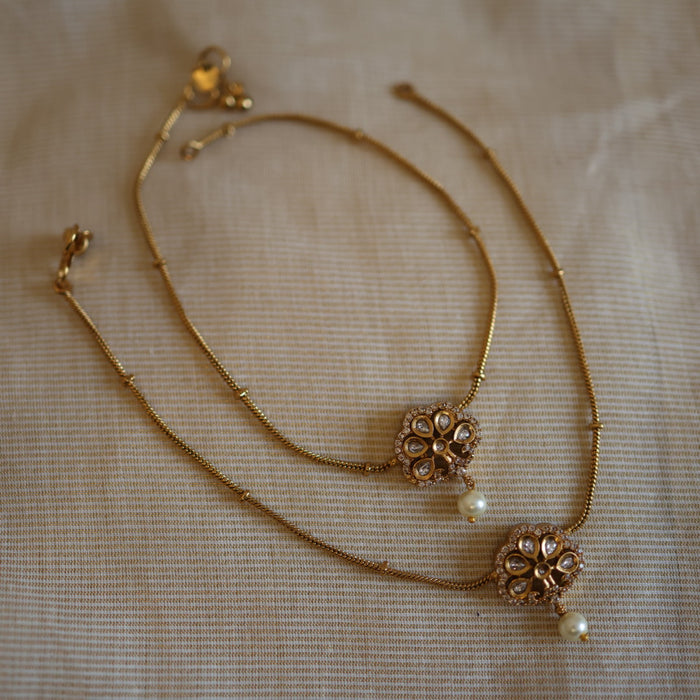 Antique gold traditional simple anklet HAN319