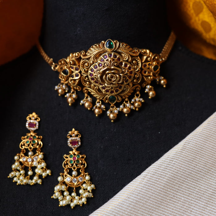 Antique choker necklace with earrings and tikka CCB1234