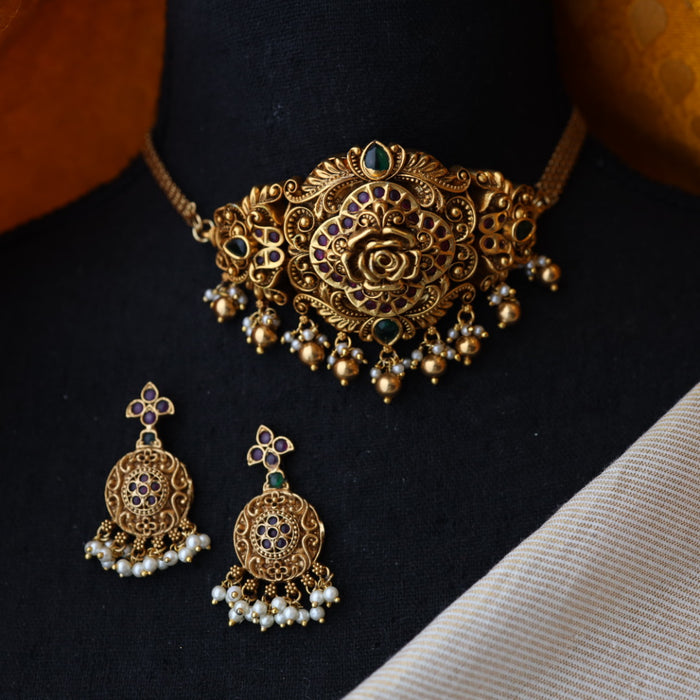 Antique choker necklace with earrings and tikka CCB1234