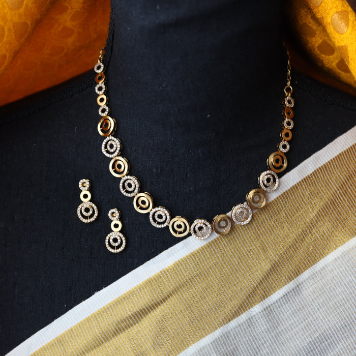 Antique white stone short necklace and earring TTS40791