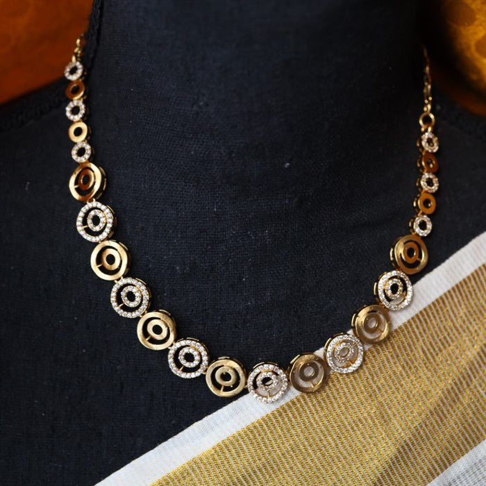 Antique white stone short necklace and earring TTS40791