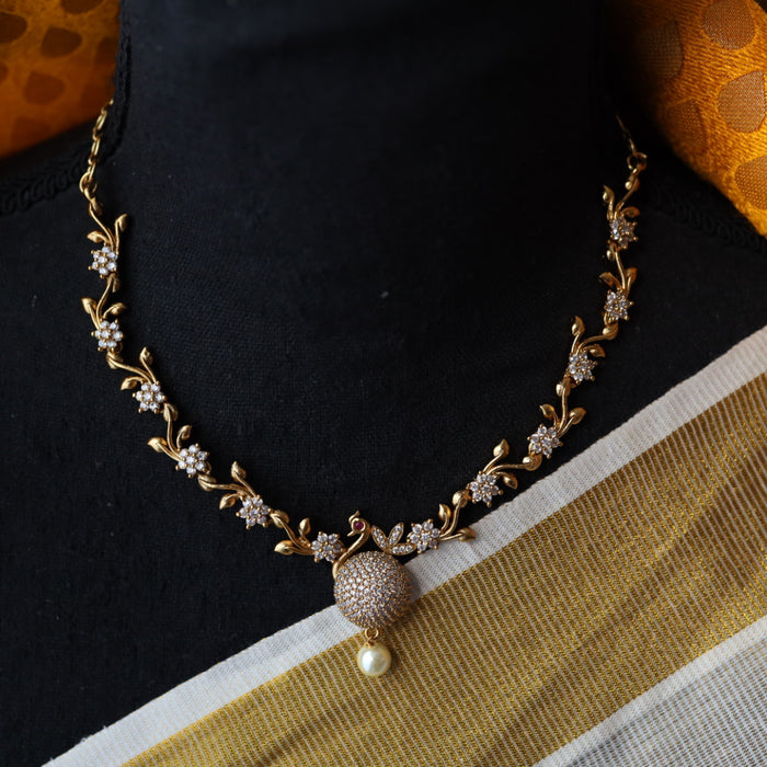 Antique white short necklace with earrings TTS4067