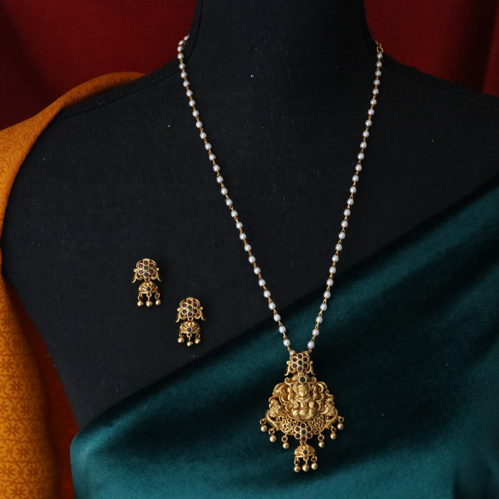 Padmini Antique pendant pearl chain with earrings PAD001