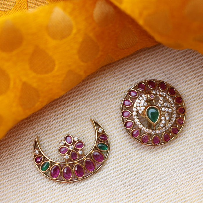 Ruby green stone sun and moon hair accessories HA003