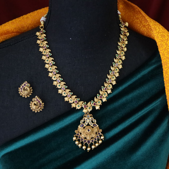 Antique short necklace with earrings S1B115