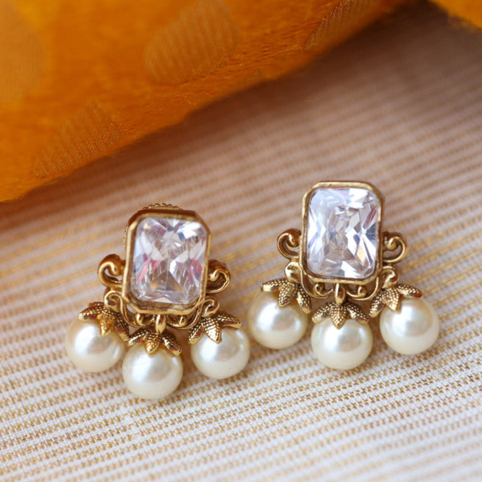Antique ruby white stone studd earring AS001