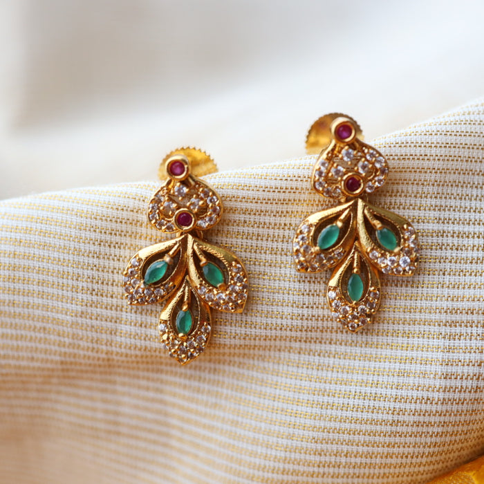Antique ruby green stone studd earrings AS005