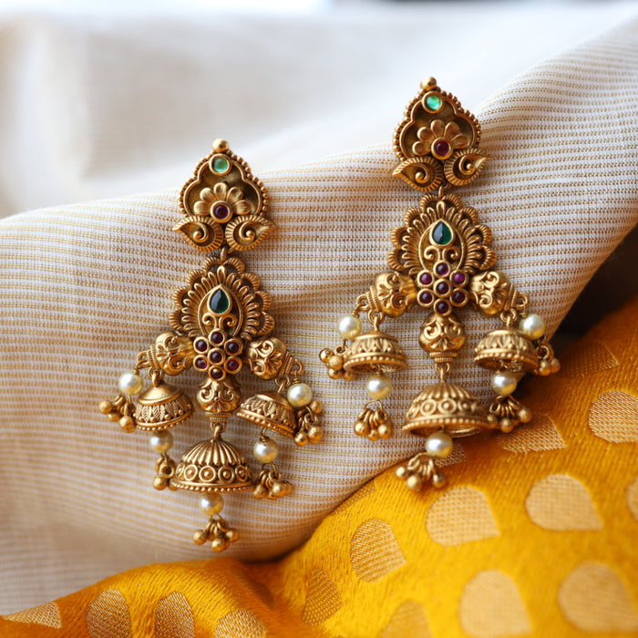 Antique gold drop earrings AD007