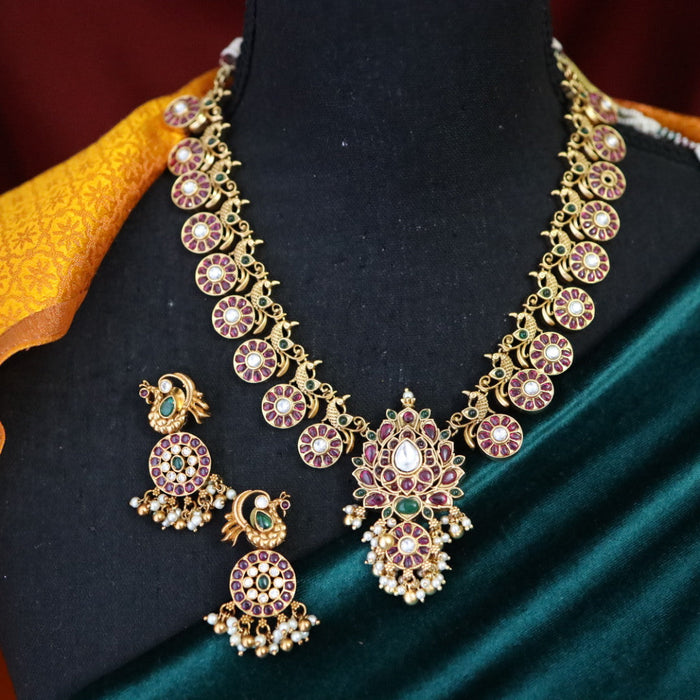 Antique ruby short necklace and earring RUB02
