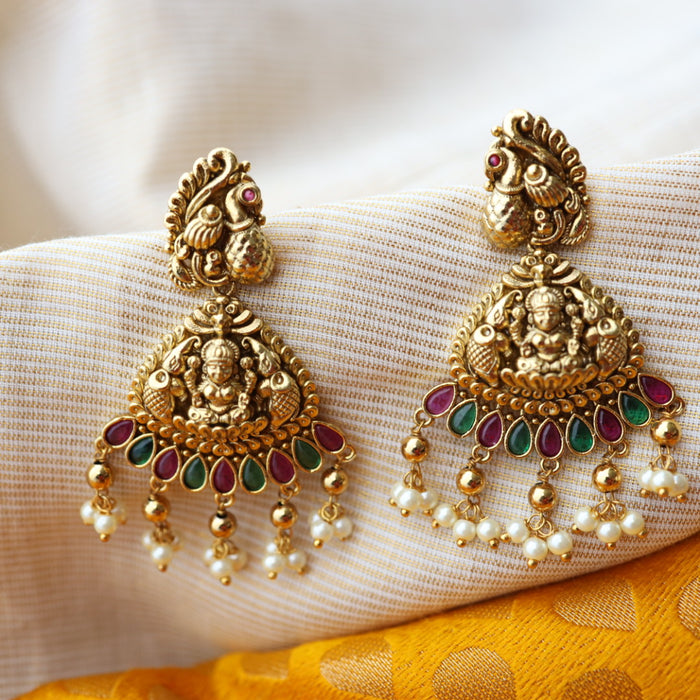 Antique gold pearl drop earrings AD0011