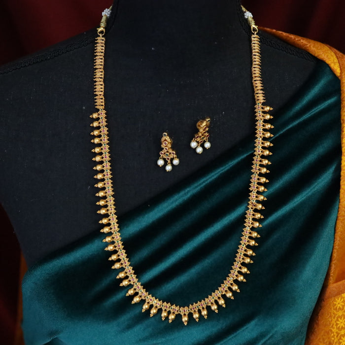 Antique gold long necklace and earrings LL03037