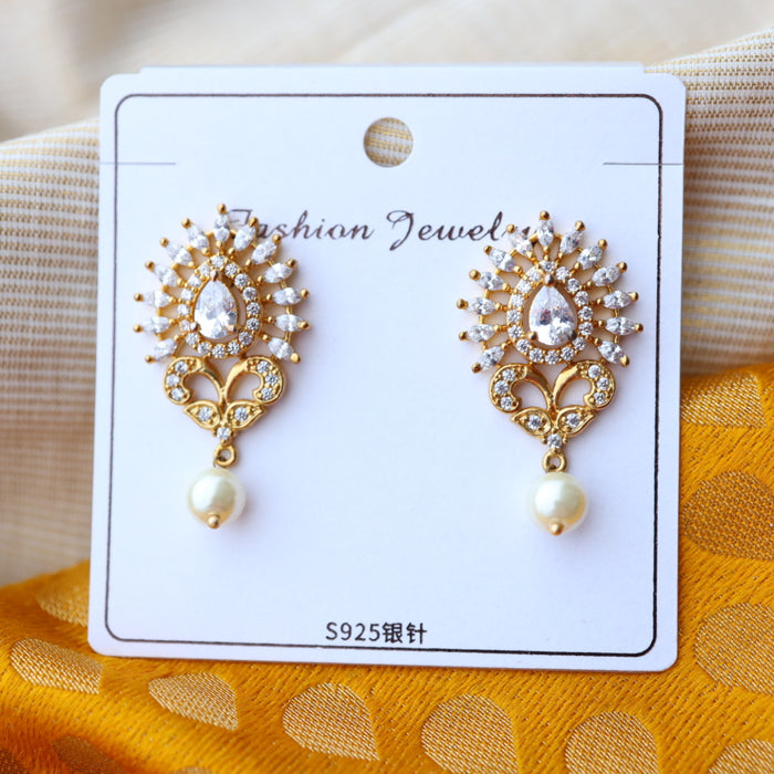 Heritage gold pearl drop earrings AD0001