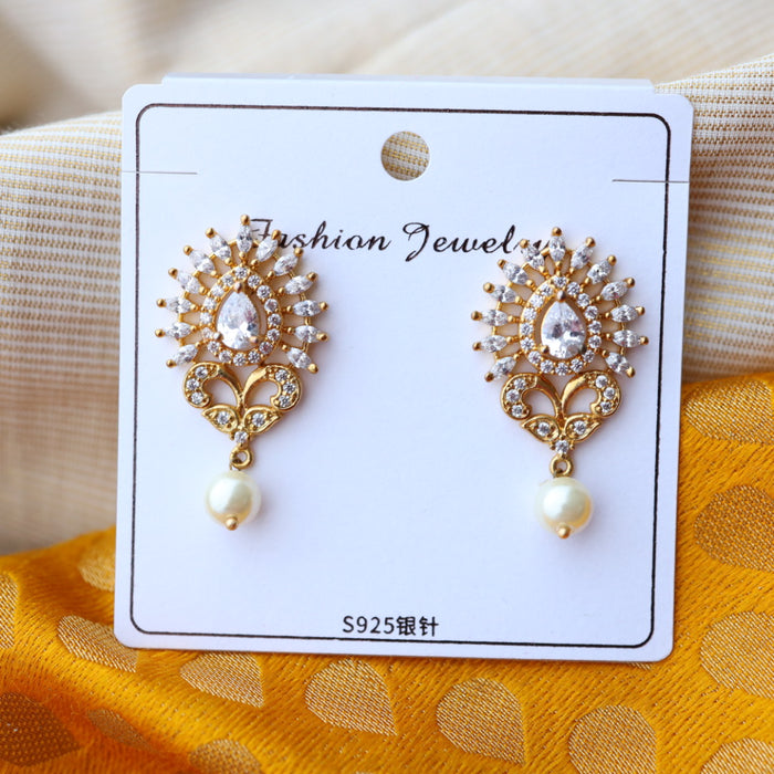 Heritage gold pearl drop earrings AD0001